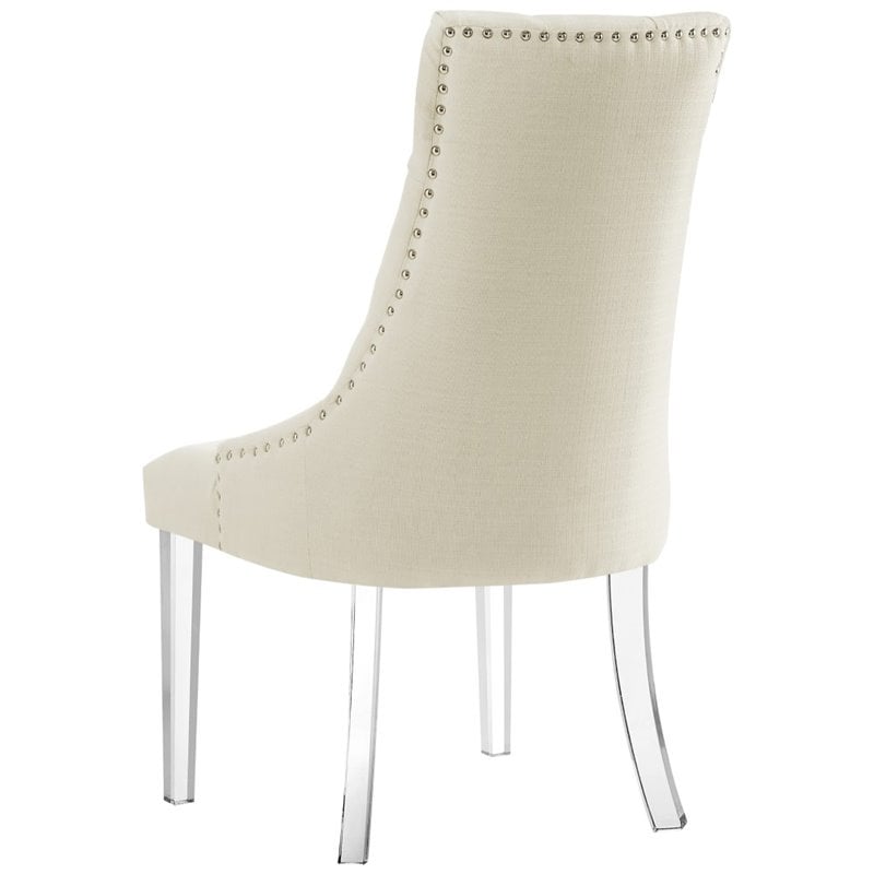 Colton Linen Fabric Dining Side Chair with Acrylic Legs - Cream/White (Set of 2)