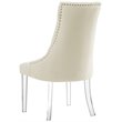 Colton Linen Fabric Dining Side Chair with Acrylic Legs - Cream/White (Set of 2)