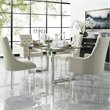Colton Linen Fabric Dining Side Chair with Acrylic Legs - Cream/White (Set of 2)