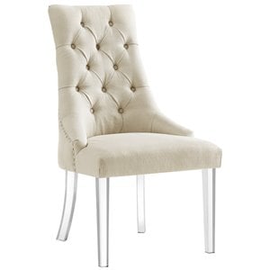 Colton Linen Fabric Dining Side Chair with Acrylic Legs - Cream/White (Set of 2)