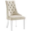 Colton Linen Fabric Dining Side Chair with Acrylic Legs - Cream/White (Set of 2)