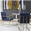 Posh Living Evan Button Tufted Velvet Dining Chair Navy Blue/Gold (Set of 2)