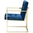 Posh Living Evan Button Tufted Velvet Dining Chair Navy Blue/Gold (Set of 2)