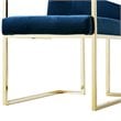 Posh Living Evan Button Tufted Velvet Dining Chair Navy Blue/Gold (Set of 2)