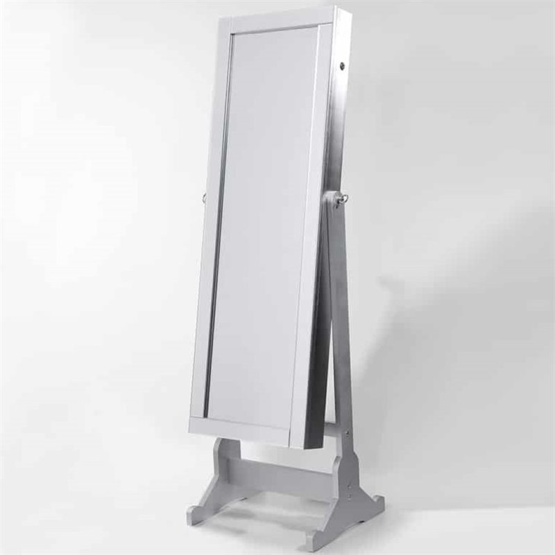 Posh Living Harper Jewelry Cheval Armoire & Makeup Storage in Silver