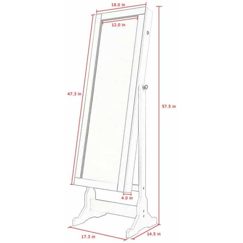 Posh Living Harper Jewelry Cheval Armoire & Makeup Storage in Silver