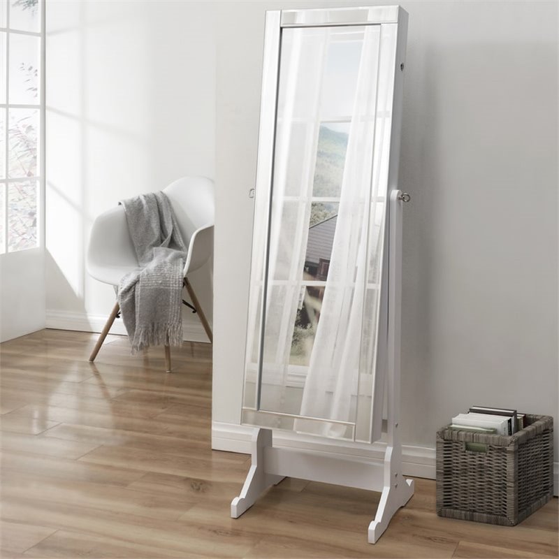 Posh Living Harper Jewelry Cheval Armoire & Makeup Storage in White