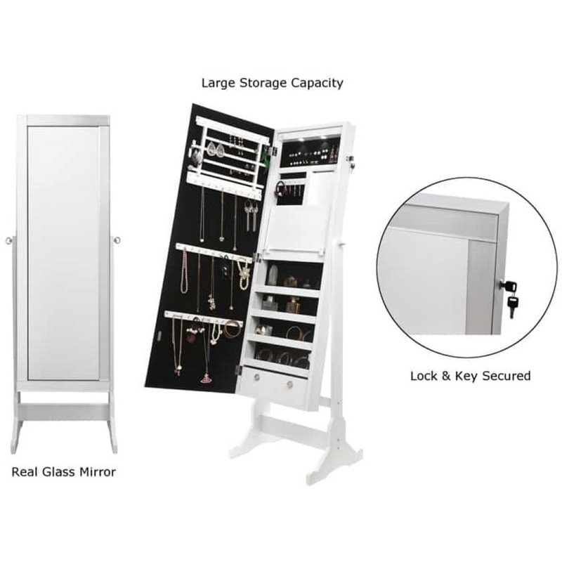 Posh Living Harper Jewelry Cheval Armoire & Makeup Storage in White