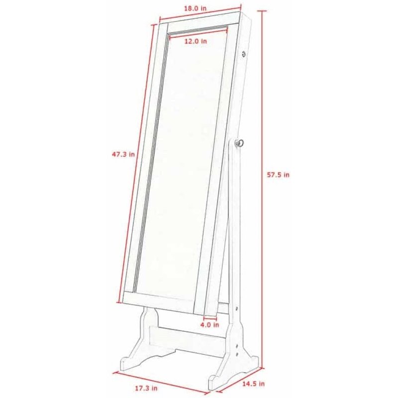 Posh Living Harper Jewelry Cheval Armoire & Makeup Storage in White