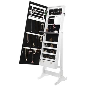 Posh Living Harper Jewelry Cheval Armoire & Makeup Storage in White