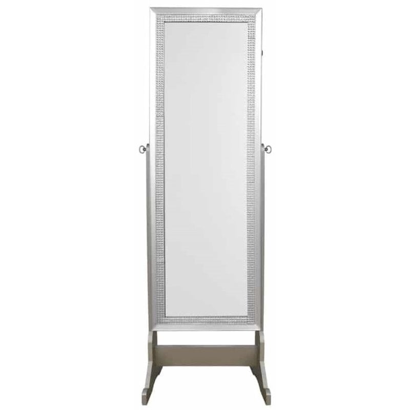 Posh Abigail Full Length Mirror Jewelry Armoire & Makeup Storage in Champagne