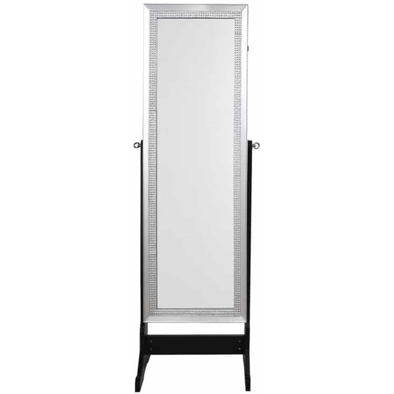Posh Abigail Full Length Mirror Jewelry Armoire & Makeup Storage in Black