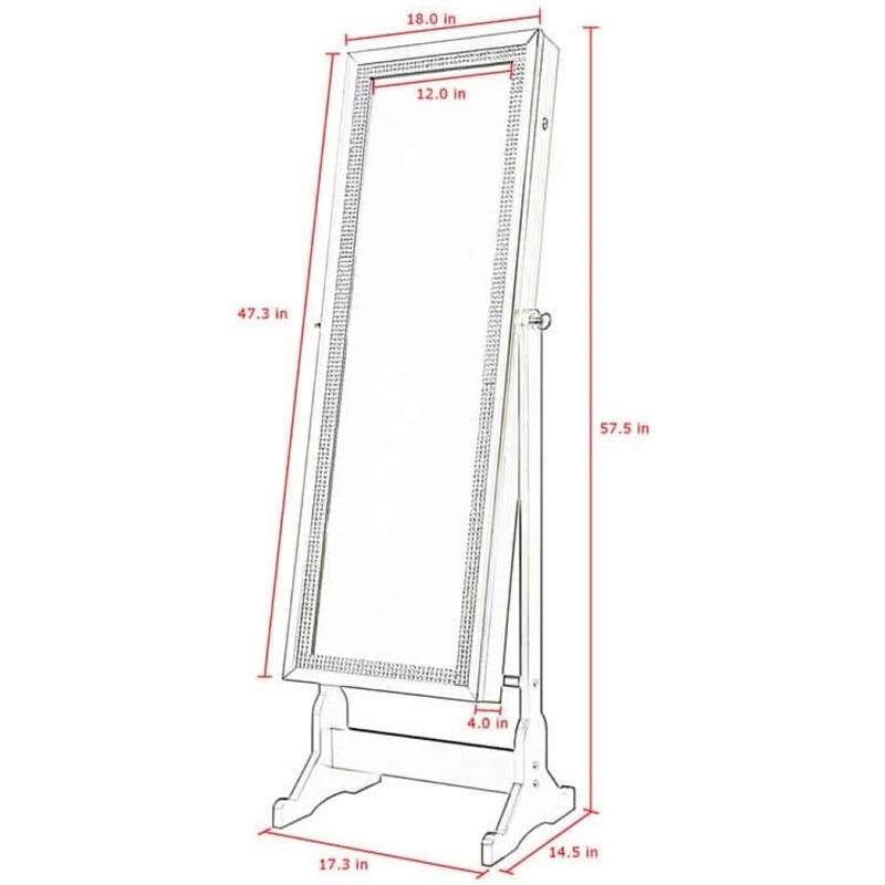 Posh Abigail Full Length Mirror Jewelry Armoire & Makeup Storage in Black