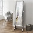 Posh Abigail Full Length Mirror Jewelry Armoire & Makeup Storage in Silver