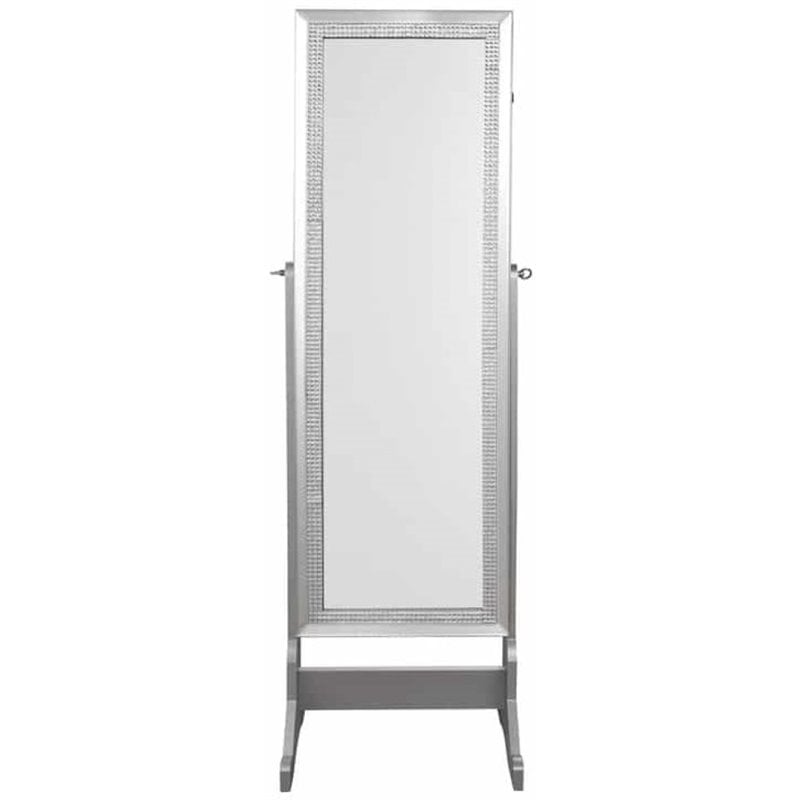 Posh Abigail Full Length Mirror Jewelry Armoire & Makeup Storage in Silver