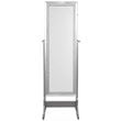 Posh Abigail Full Length Mirror Jewelry Armoire & Makeup Storage in Silver