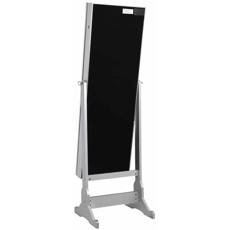 Posh Abigail Full Length Mirror Jewelry Armoire & Makeup Storage in Silver