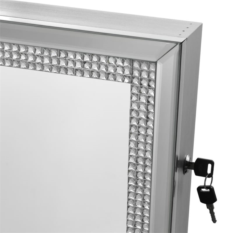 Posh Abigail Full Length Mirror Jewelry Armoire & Makeup Storage in Silver