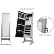 Posh Abigail Full Length Mirror Jewelry Armoire & Makeup Storage in Silver