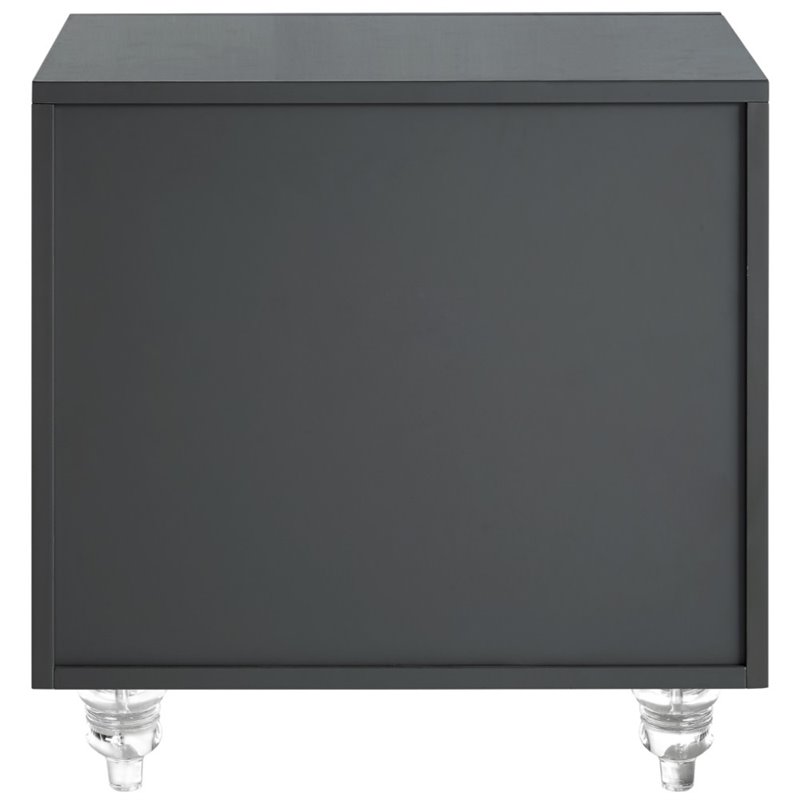 Posh Living Serenity 3-Drawer Mirrored Trellis Pattern Nightstand in Dark Gray