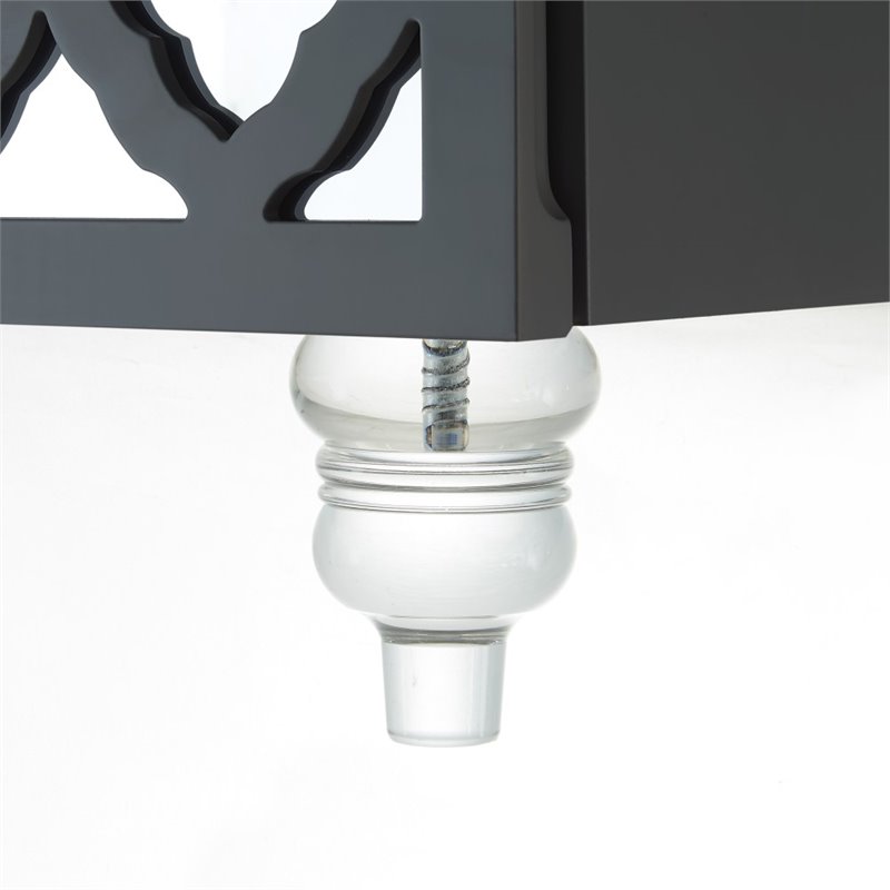 Posh Living Serenity 3-Drawer Mirrored Trellis Pattern Nightstand in Dark Gray