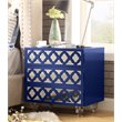 Posh Living Serenity 3-Drawer Mirrored Trellis Pattern Nightstand in Navy Blue