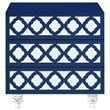 Posh Living Serenity 3-Drawer Mirrored Trellis Pattern Nightstand in Navy Blue