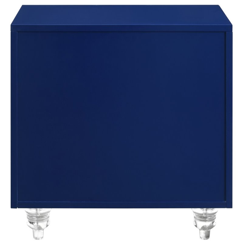 Posh Living Serenity 3-Drawer Mirrored Trellis Pattern Nightstand in Navy Blue