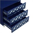 Posh Living Serenity 3-Drawer Mirrored Trellis Pattern Nightstand in Navy Blue