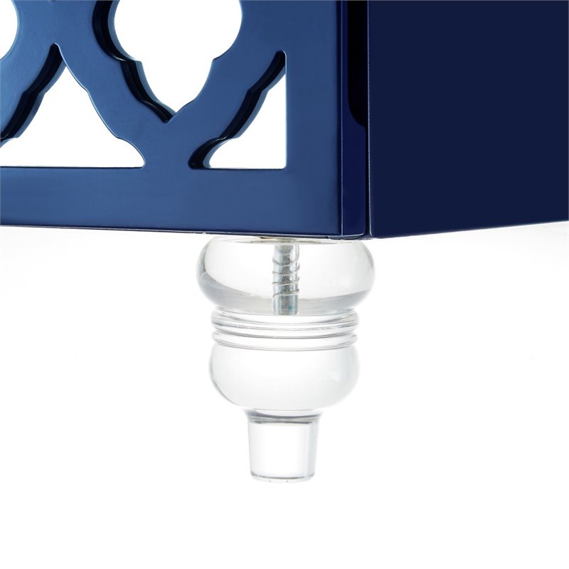 Posh Living Serenity 3-Drawer Mirrored Trellis Pattern Nightstand in Navy Blue