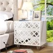 Posh Living Serenity 3-Drawer Mirrored Trellis Pattern Nightstand in White