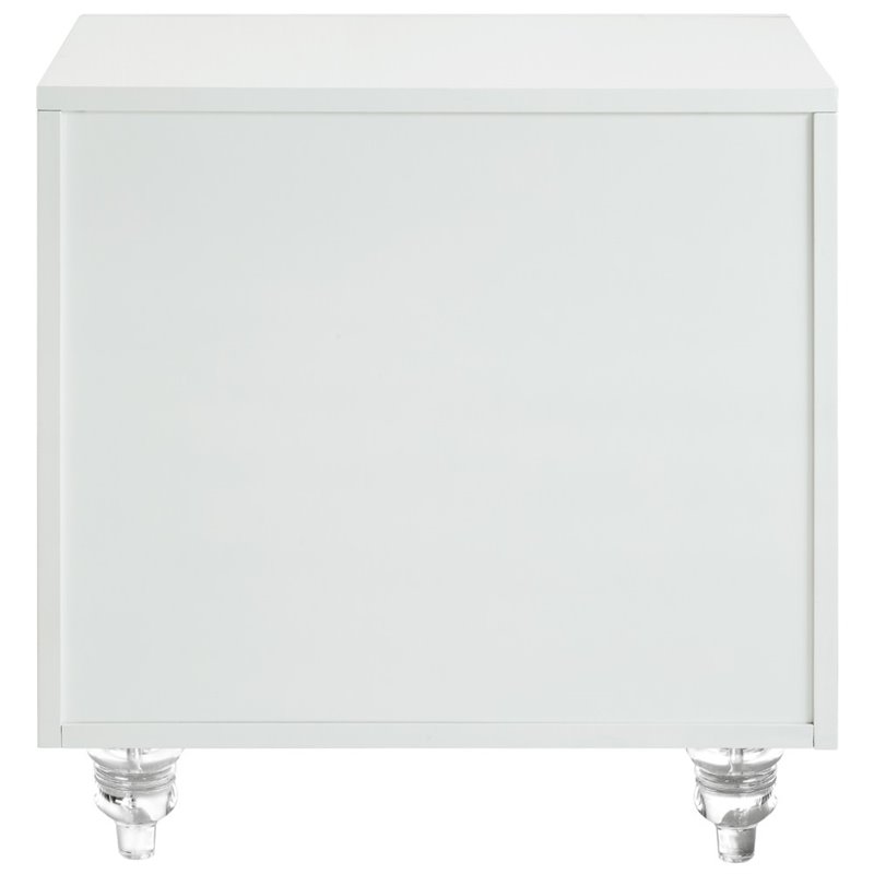 Posh Living Serenity 3-Drawer Mirrored Trellis Pattern Nightstand in White