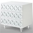 Posh Living Serenity 3-Drawer Mirrored Trellis Pattern Nightstand in White