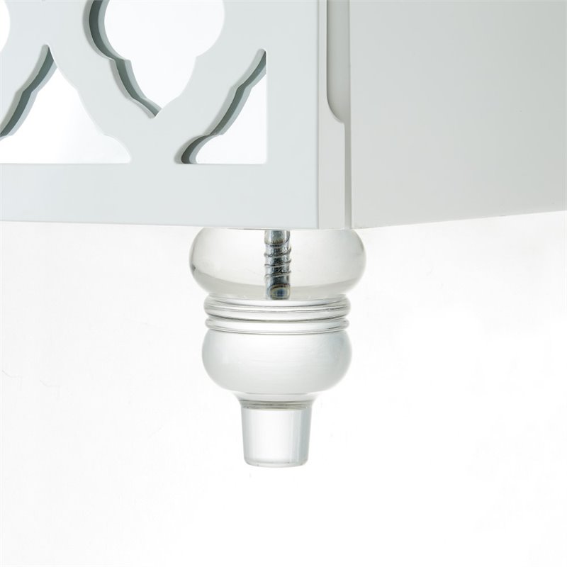 Posh Living Serenity 3-Drawer Mirrored Trellis Pattern Nightstand in White