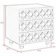 Posh Living Serenity 3-Drawer Mirrored Trellis Pattern Nightstand in White