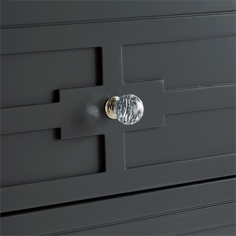 Posh Living Peyton Modern 2-Drawer Nightstand with Lucite Legs in Dark Gray