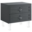 Posh Living Peyton Modern 2-Drawer Nightstand with Lucite Legs in Dark Gray