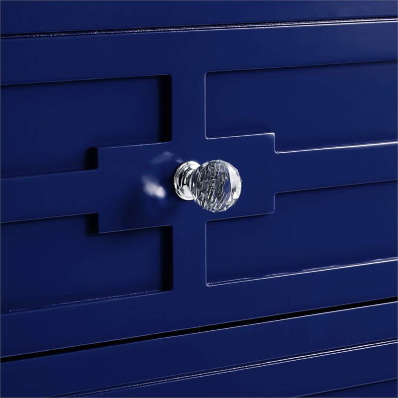 Posh Living Peyton Modern 2-Drawer Nightstand with Lucite Legs in Navy Blue