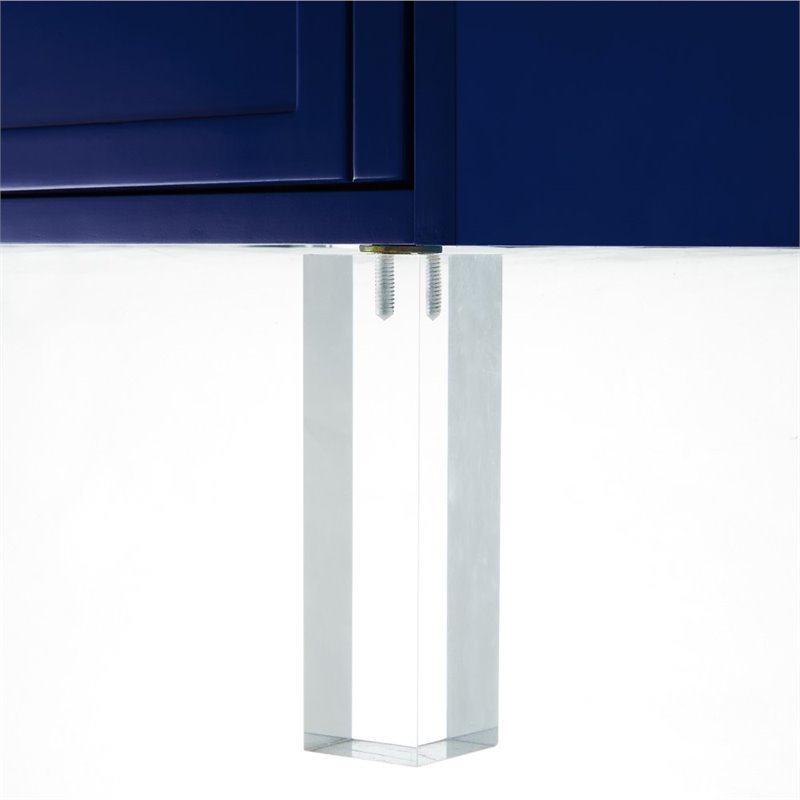 Posh Living Peyton Modern 2-Drawer Nightstand with Lucite Legs in Navy Blue