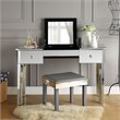 Posh Living Rylee Mirrored Bedroom Vanity with Lift-up Top Jewelry Holder Black