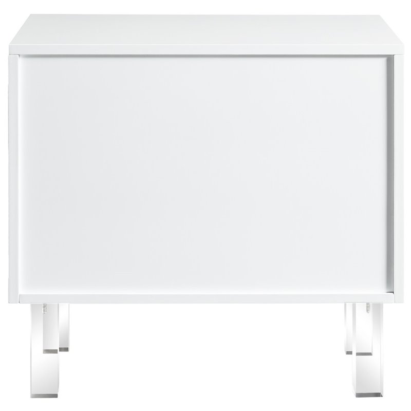 Posh Living Peyton Modern 2-Drawer Nightstand with Lucite Legs in White