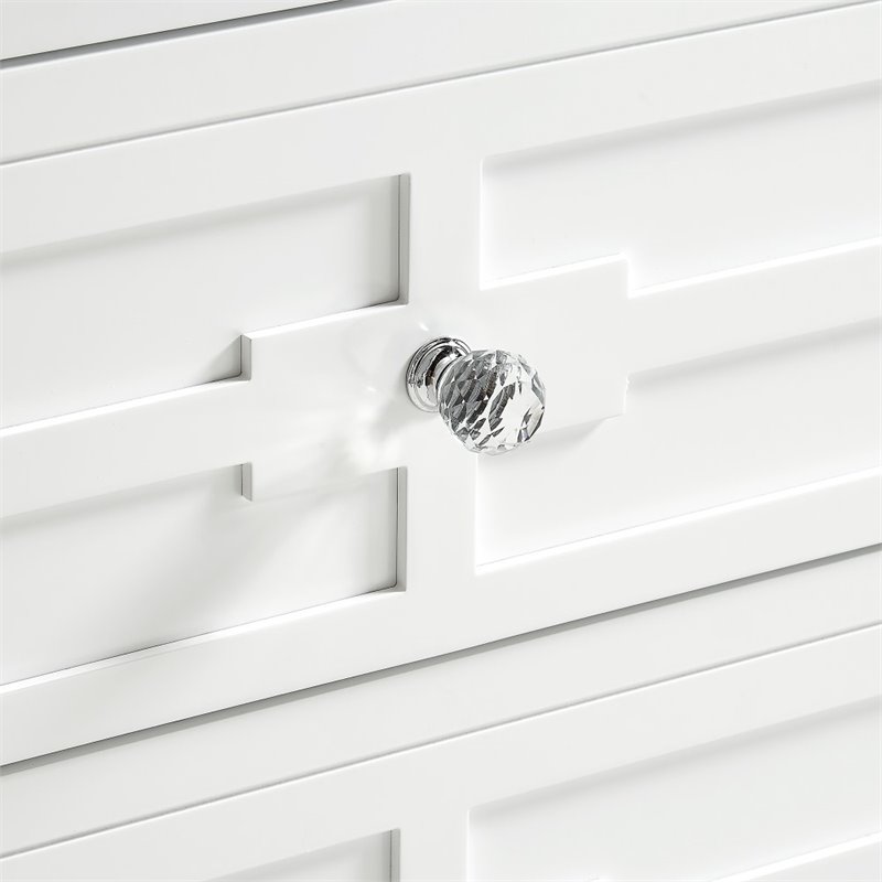 Posh Living Peyton Modern 2-Drawer Nightstand with Lucite Legs in White