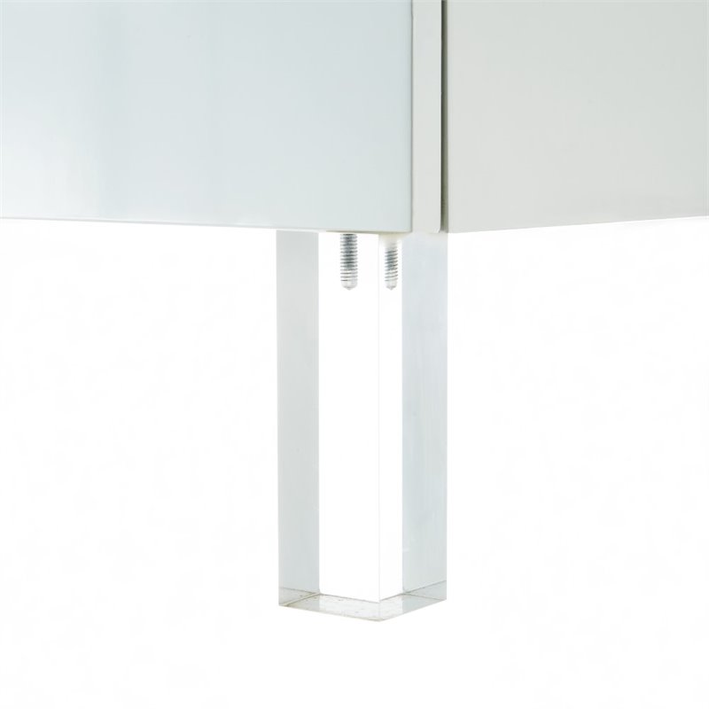 Posh Living Peyton Modern 2-Drawer Nightstand with Lucite Legs in White