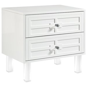 Posh Living Peyton Modern 2-Drawer Nightstand with Lucite Legs in White