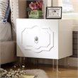 Posh Living Mackenzie 2-Hidden Shelf Nighstand with Lucite Legs in White