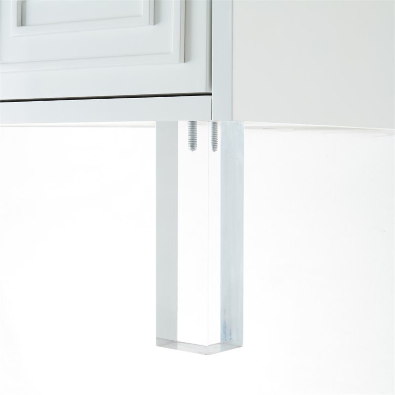 Posh Living Mackenzie 2-Hidden Shelf Nighstand with Lucite Legs in White