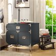 Posh Living Aubree 1-Drawer Nightstand with Corner Brackets in Gray/Chrome