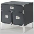 Posh Living Aubree 1-Drawer Nightstand with Corner Brackets in Gray/Chrome