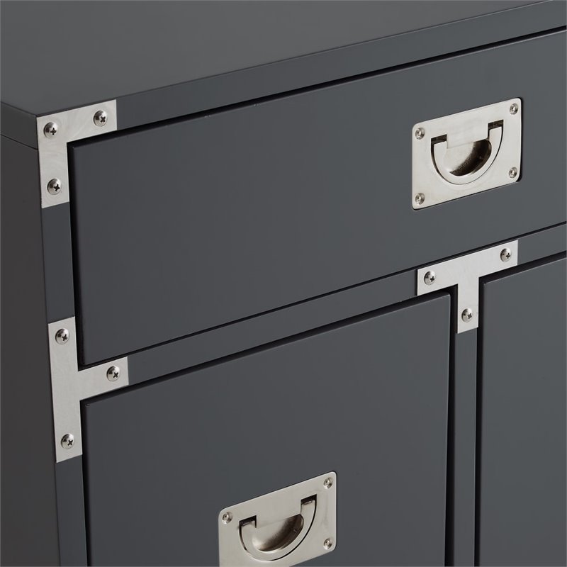 Posh Living Aubree 1-Drawer Nightstand with Corner Brackets in Gray/Chrome