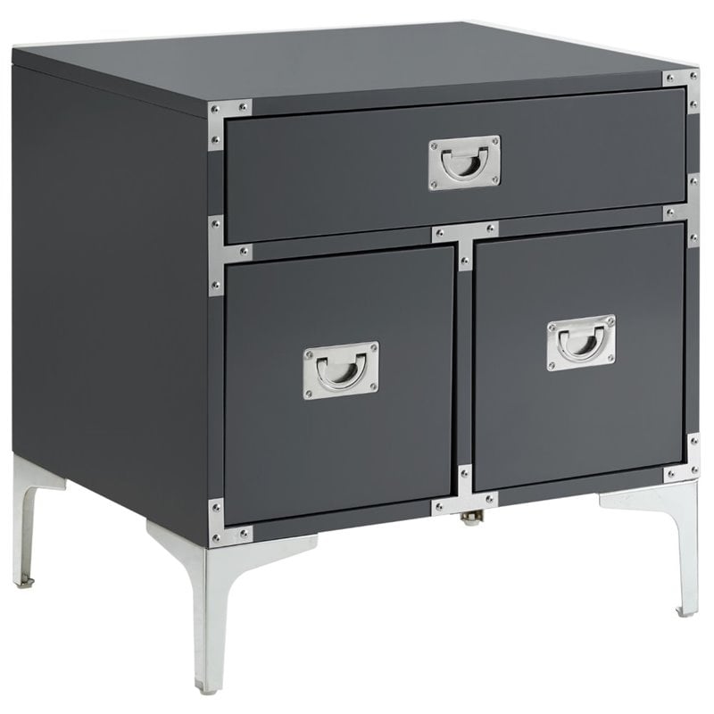 Posh Livingposh Living Aubree 1 Drawer Nightstand With Corner Brackets In Gray Chrome Dailymail